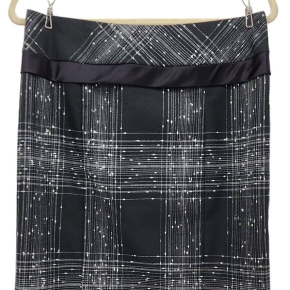 Nanette Lepore Wool Blend Plaid Black White Pencil Skirt Womens 6 - Picture 2 of 7